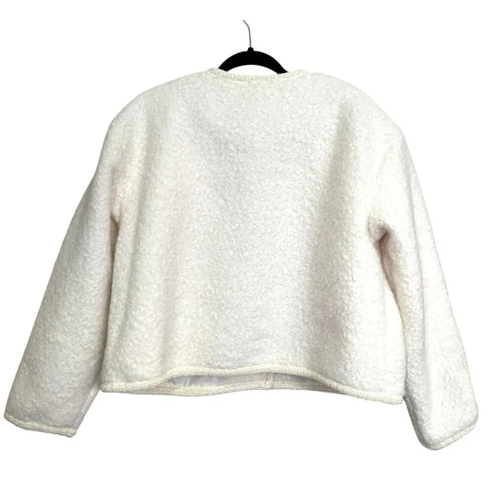 Future Collective Ivory Boucle Jacket Chain Pocket Size Large NEW